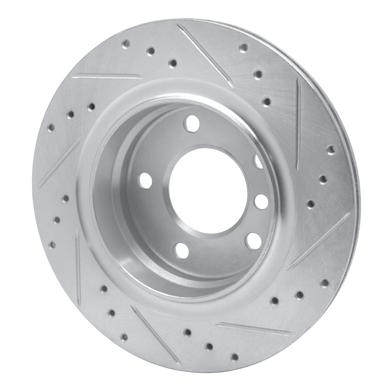 BMW 325CI Brake Rotor (1) - Rear Left - R1 Concepts - Drilled & Slotted - Silver - `99-`06